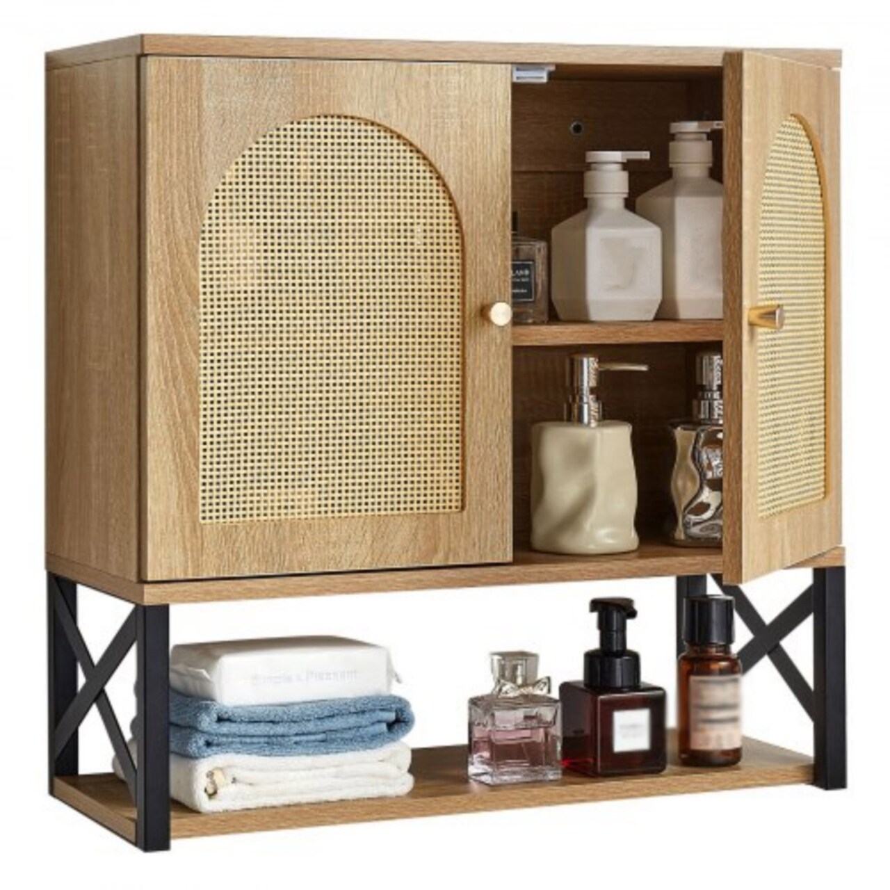 Wall-Mounted Bathroom Cabinet with 2 Doors & Adjustable Shelves